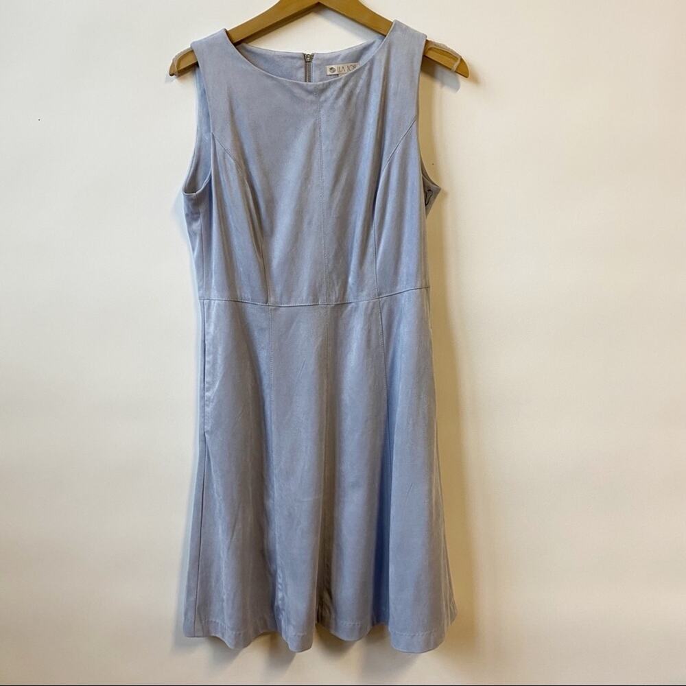 Lila Rose Faux Suede Baby Blue Knee Length Sheath Dress Women's Size 6
